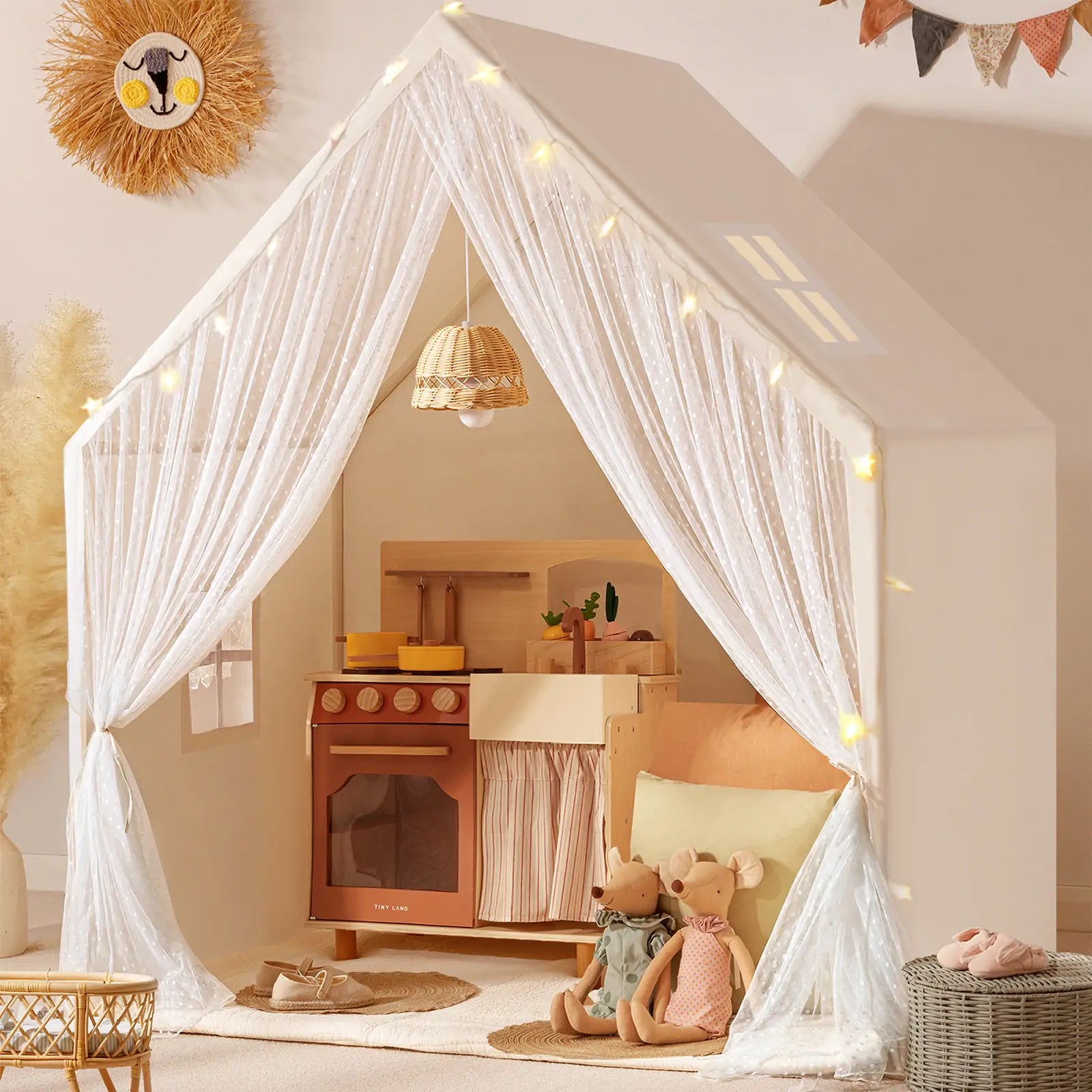 Tiny Land® Kids Tent – Large Cozy Tent with Star Lights
