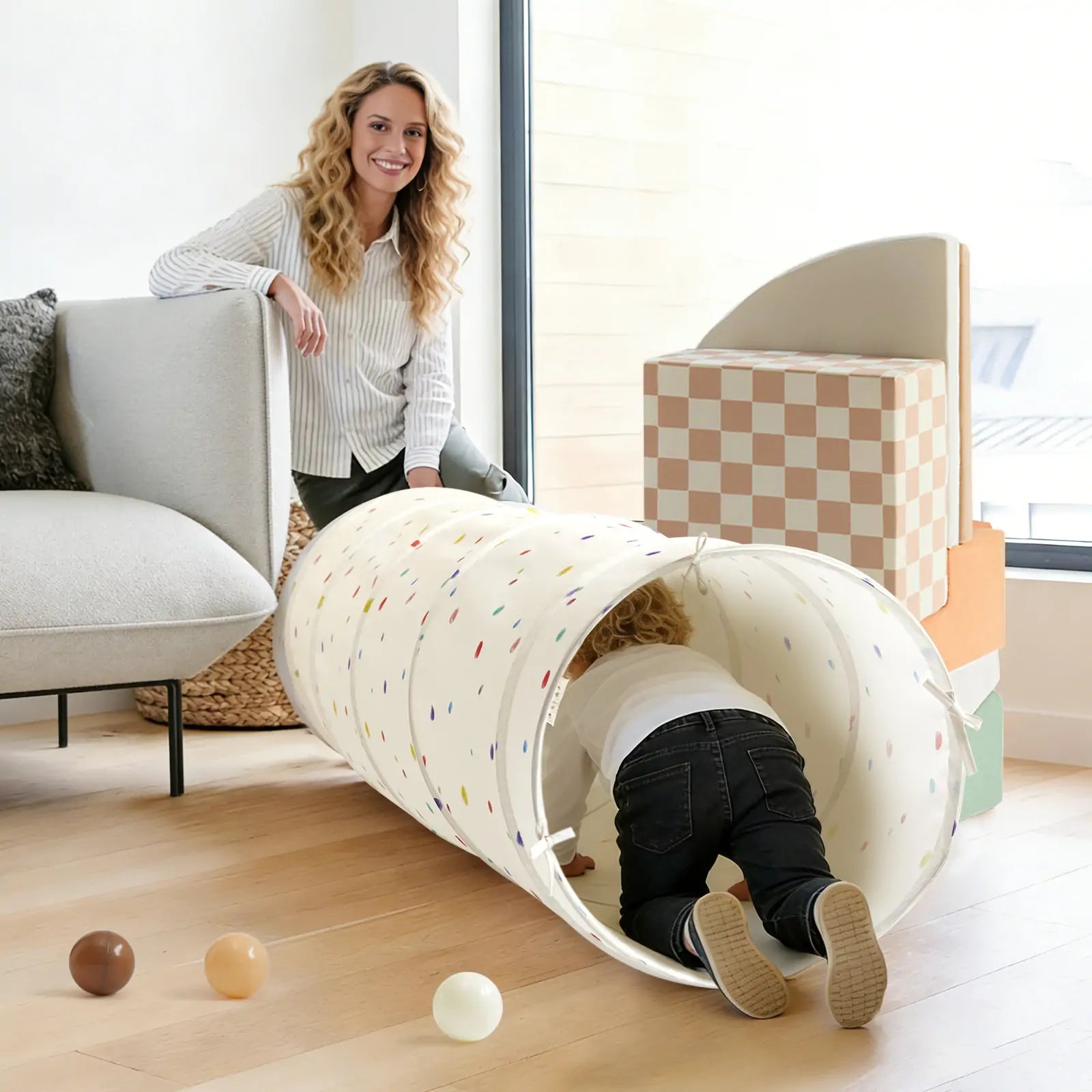 Tiny Land® Adventure Play Tunnel - Colorful Polka Dots
