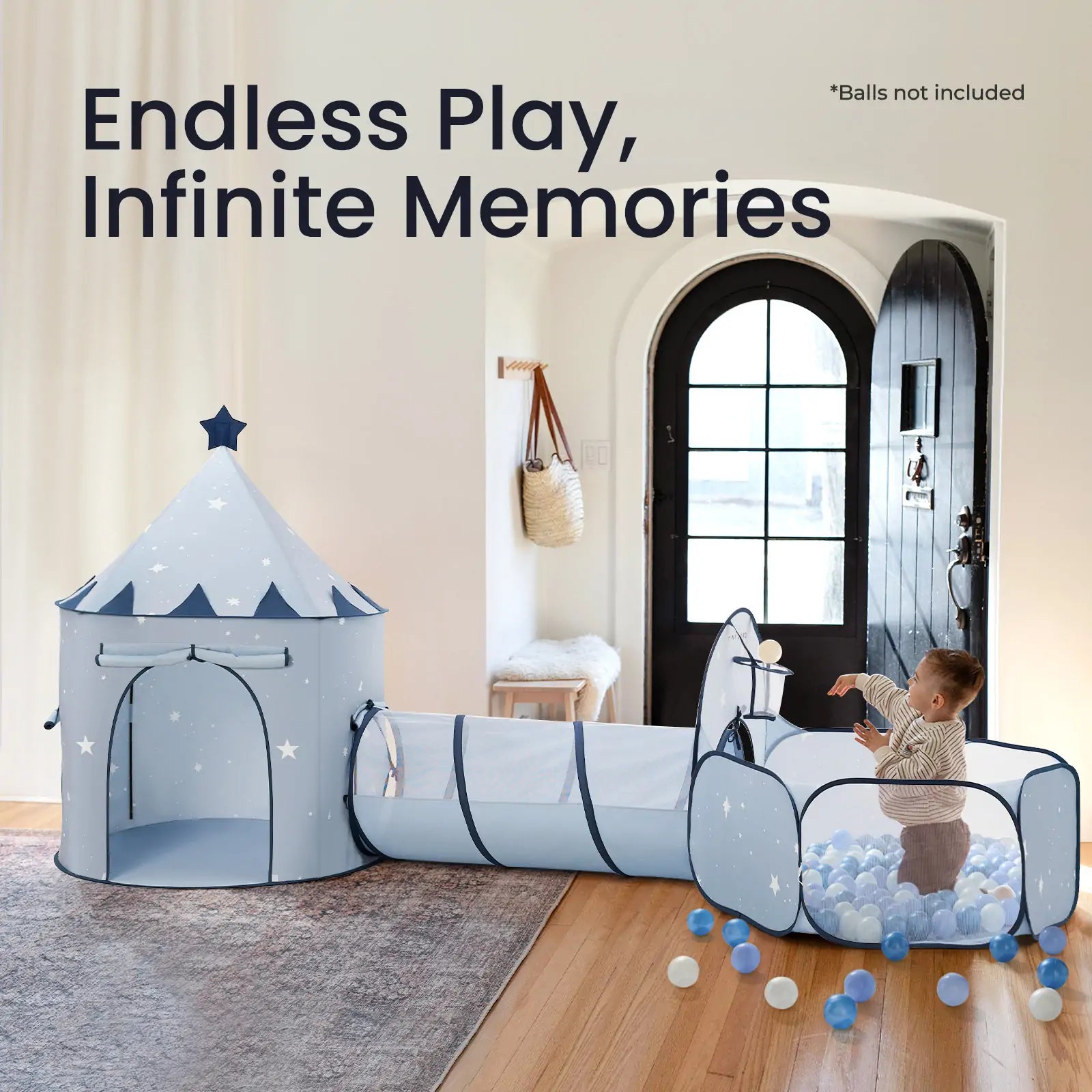 Tiny Land® Compact Adventure 3-in-1 Play Tunnel With no Balls