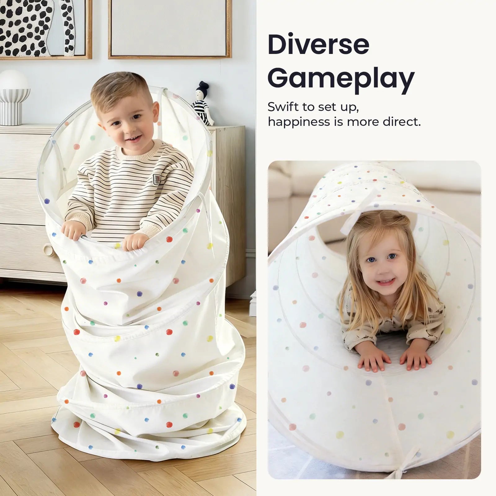 Tiny Land® Adventure Play Tunnel - Colorful Polka Dots