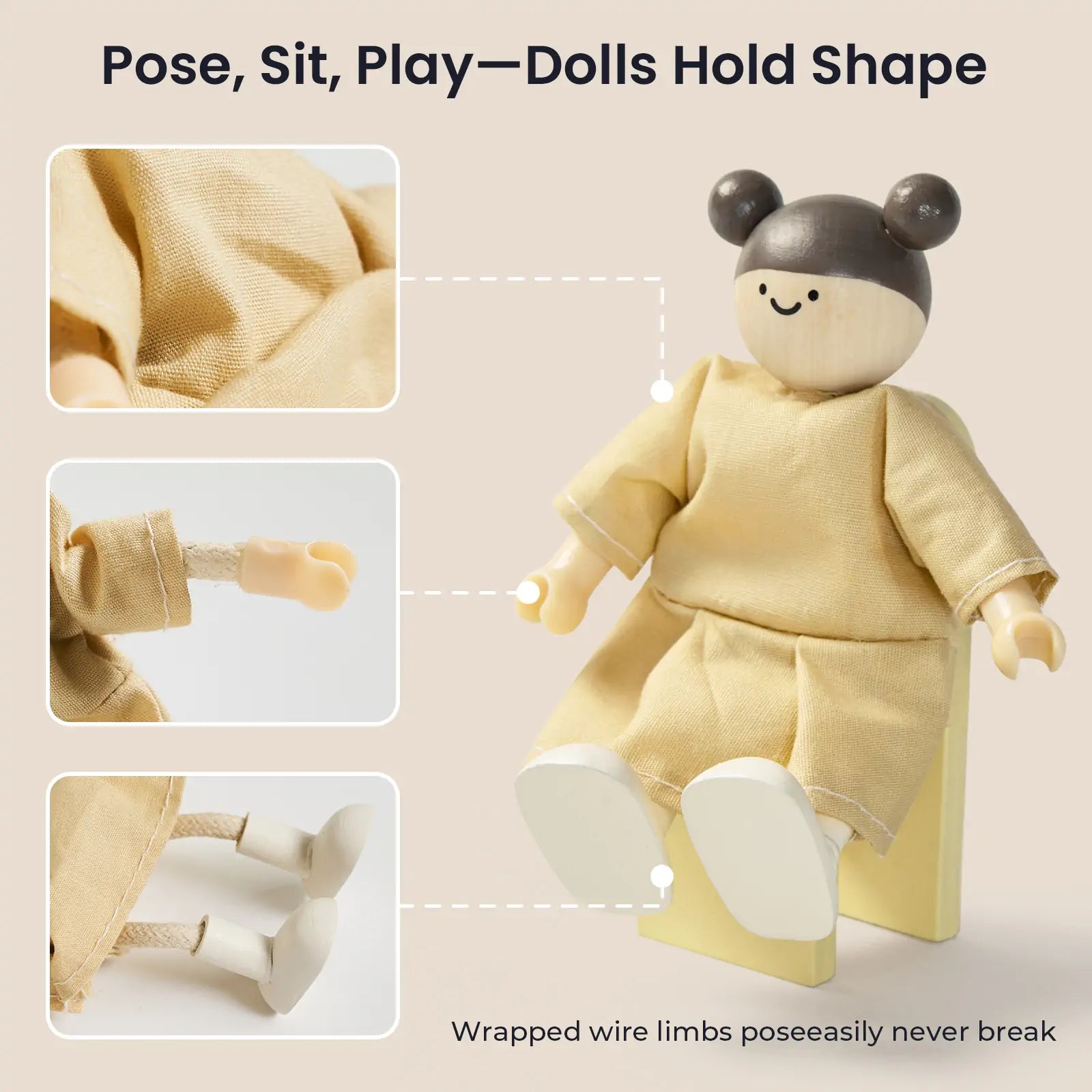 Tiny Land® Sweetwood Love Dollhouse & Wooden Dollhouse Dolls
