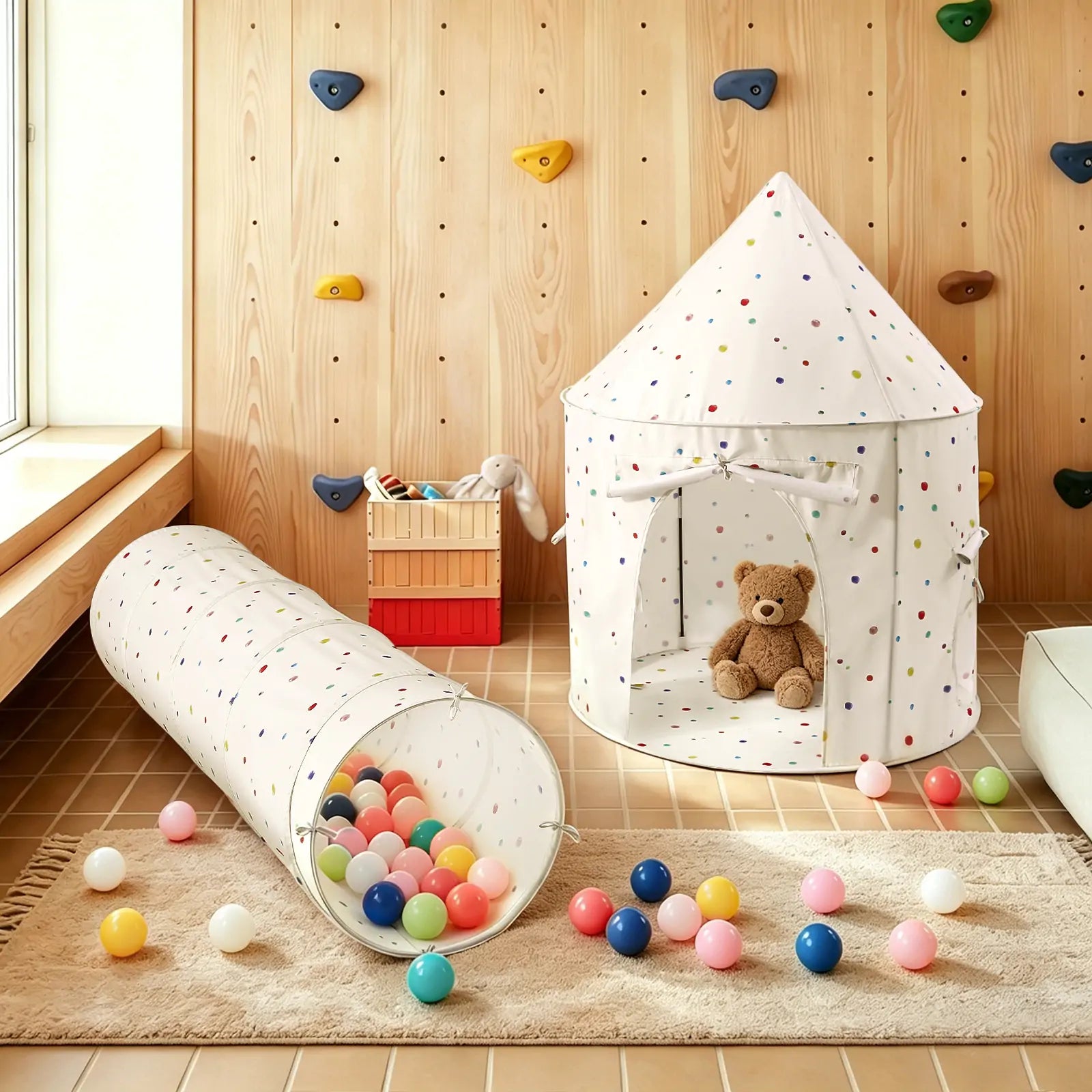 Tiny Land® Adventure Play Tunnel - Colorful Polka Dots