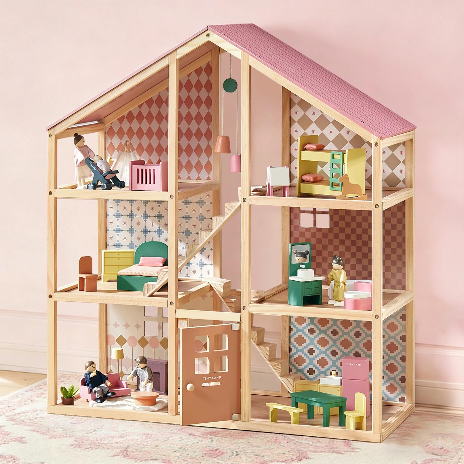 Tiny Land® Sweetwood Pegasus Dollhouse & Wooden Dollhouse Dolls