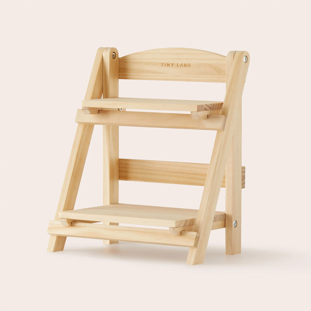 Tiny Land® Play Kitchen Accessories – Play Kitchen Food Storage: Versatile Wooden Rack for Play Food