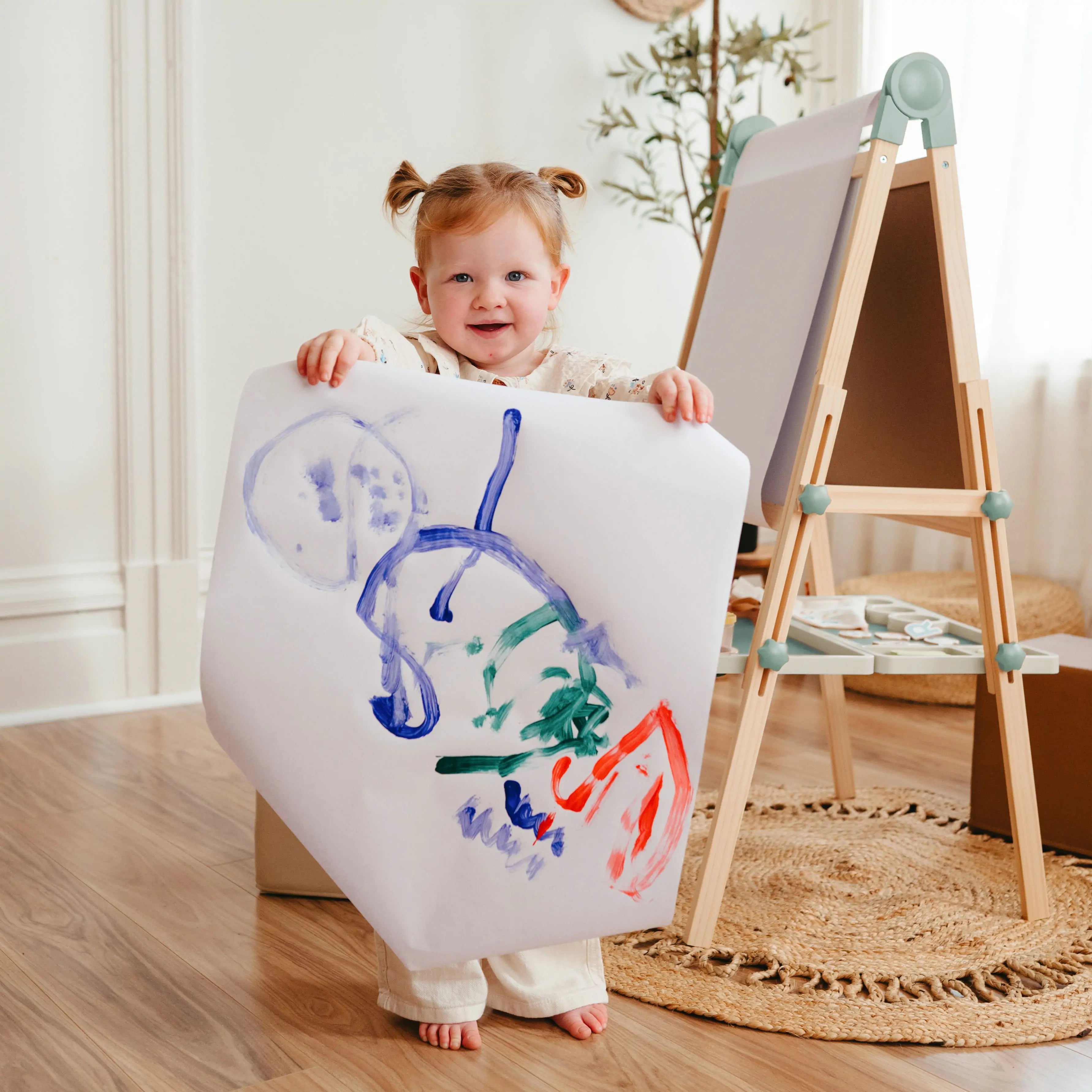 Nature-inspired Play & Art Set — Sage Easel + Forest Play House