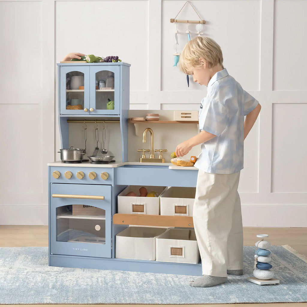 Tiny Land® Wooden Play Kitchen with Storage for Creative Toddlers