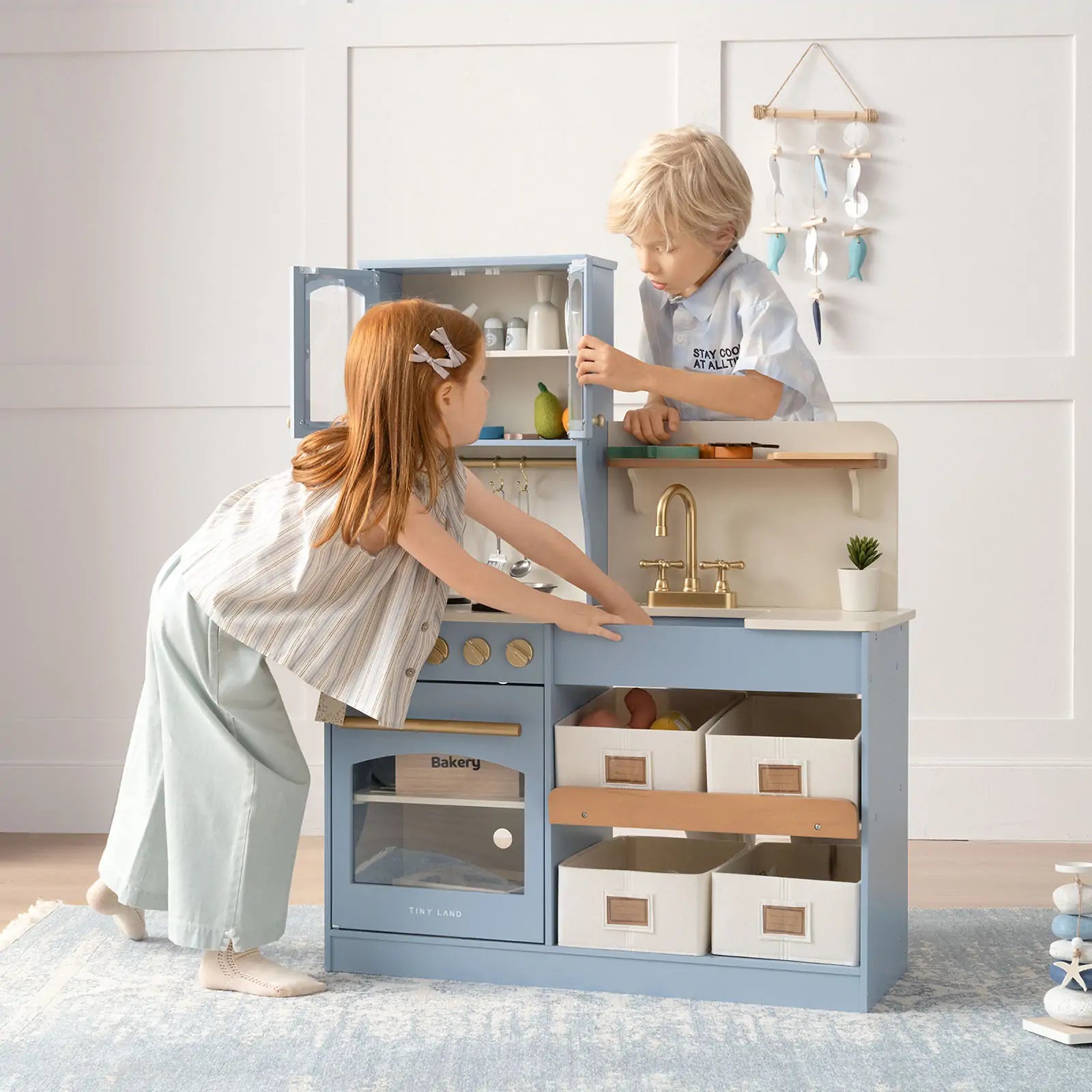 Tiny Land® Wooden Play Kitchen with Storage for Creative Toddlers