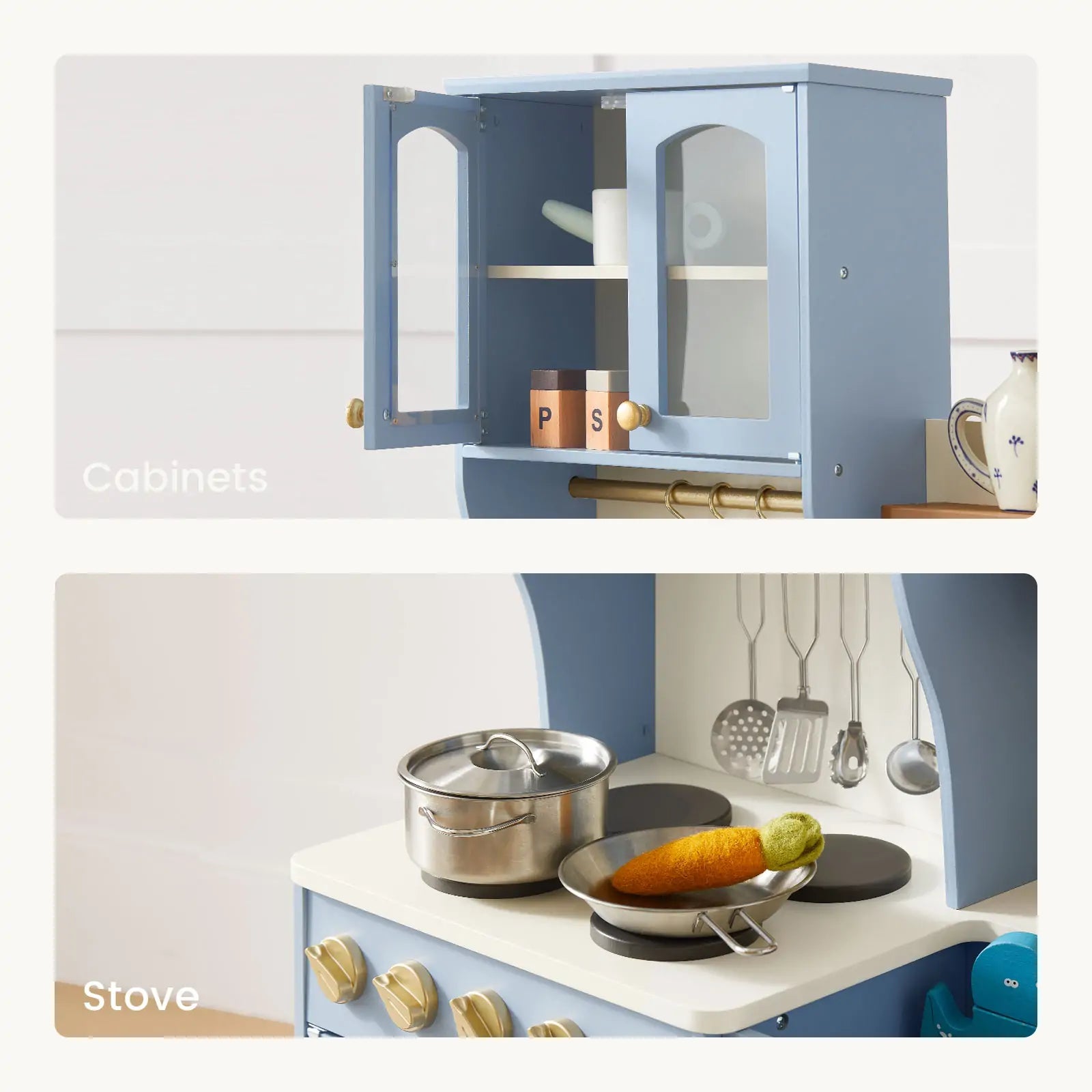 Tiny Land® Wooden Play Kitchen with Storage for Creative Toddlers