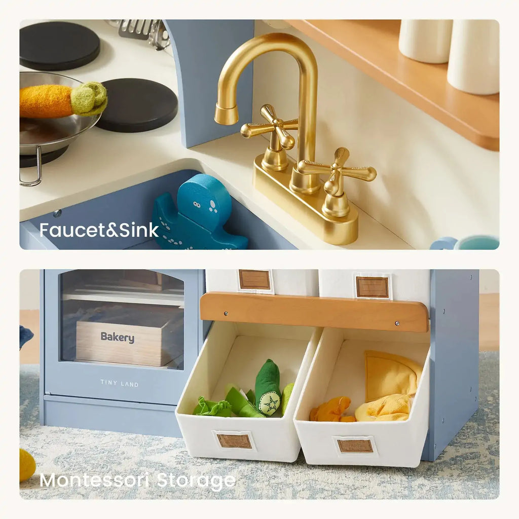 Tiny Land® Wooden Play Kitchen with Storage for Creative Toddlers