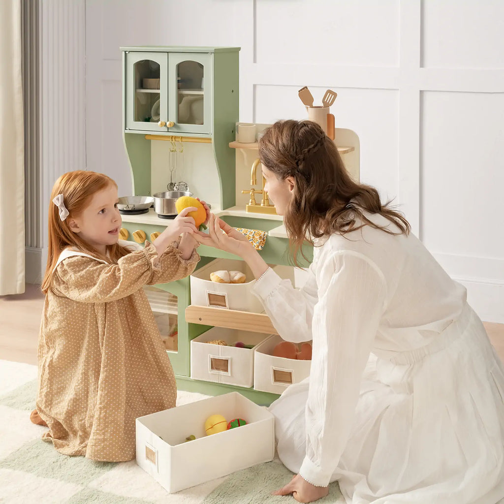 Little Green World Gift Set: Sage Dollhouse & Sage Storage Kitchen