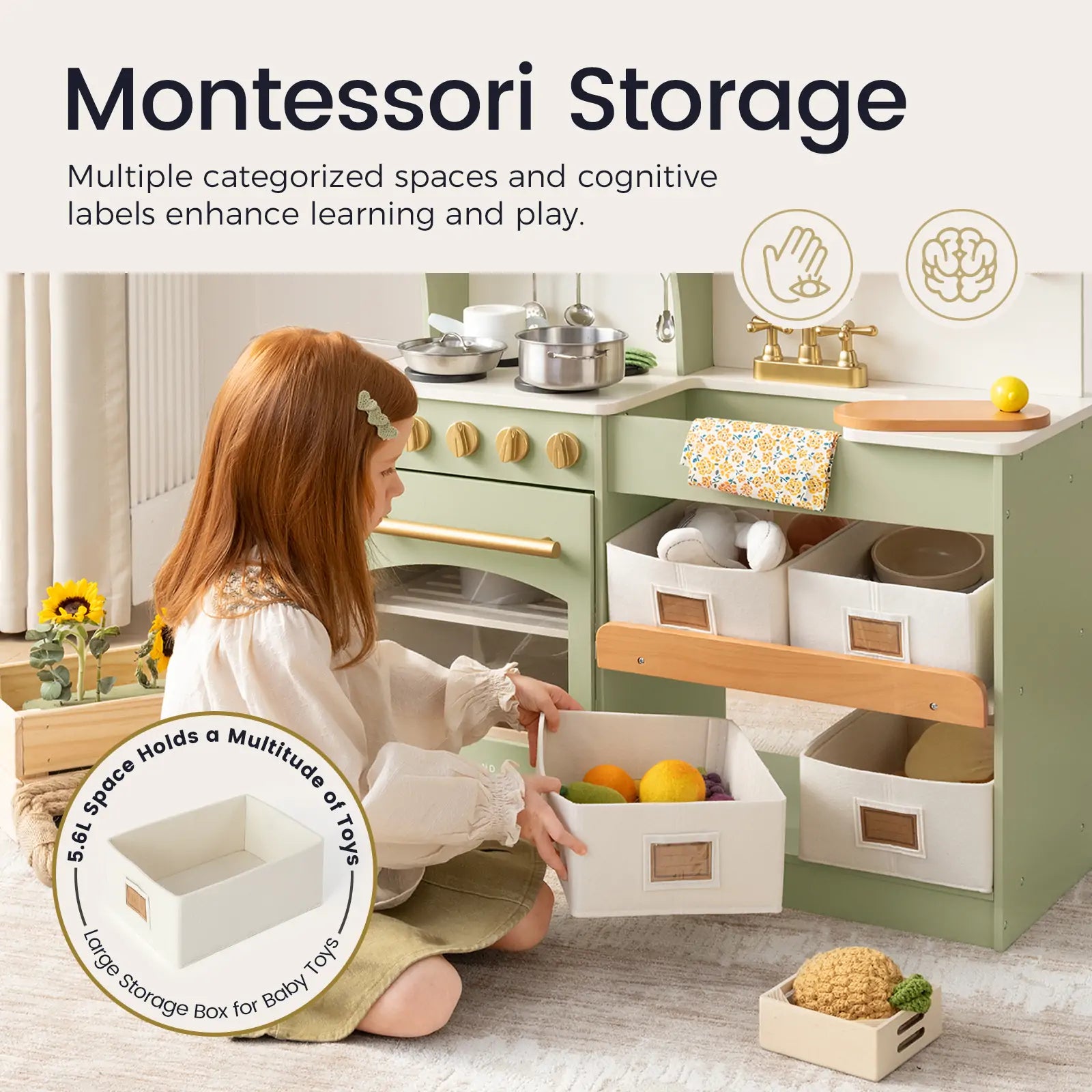 Little Green World Gift Set: Sage Dollhouse & Sage Storage Kitchen
