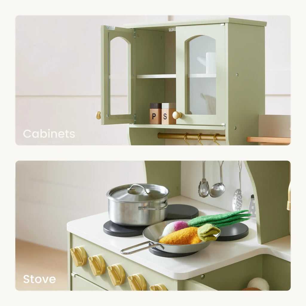 Little Green World Gift Set: Sage Dollhouse & Sage Storage Kitchen