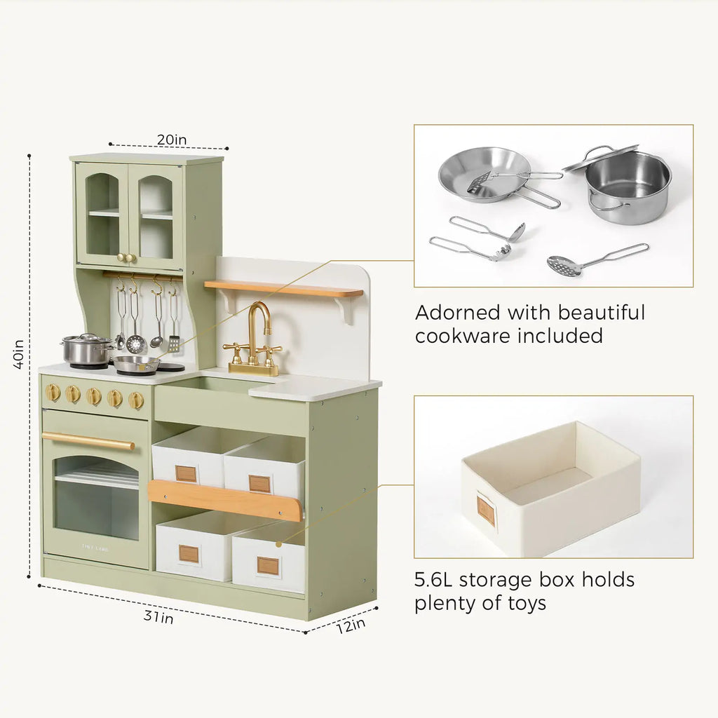 Little Green World Gift Set: Sage Dollhouse & Sage Storage Kitchen
