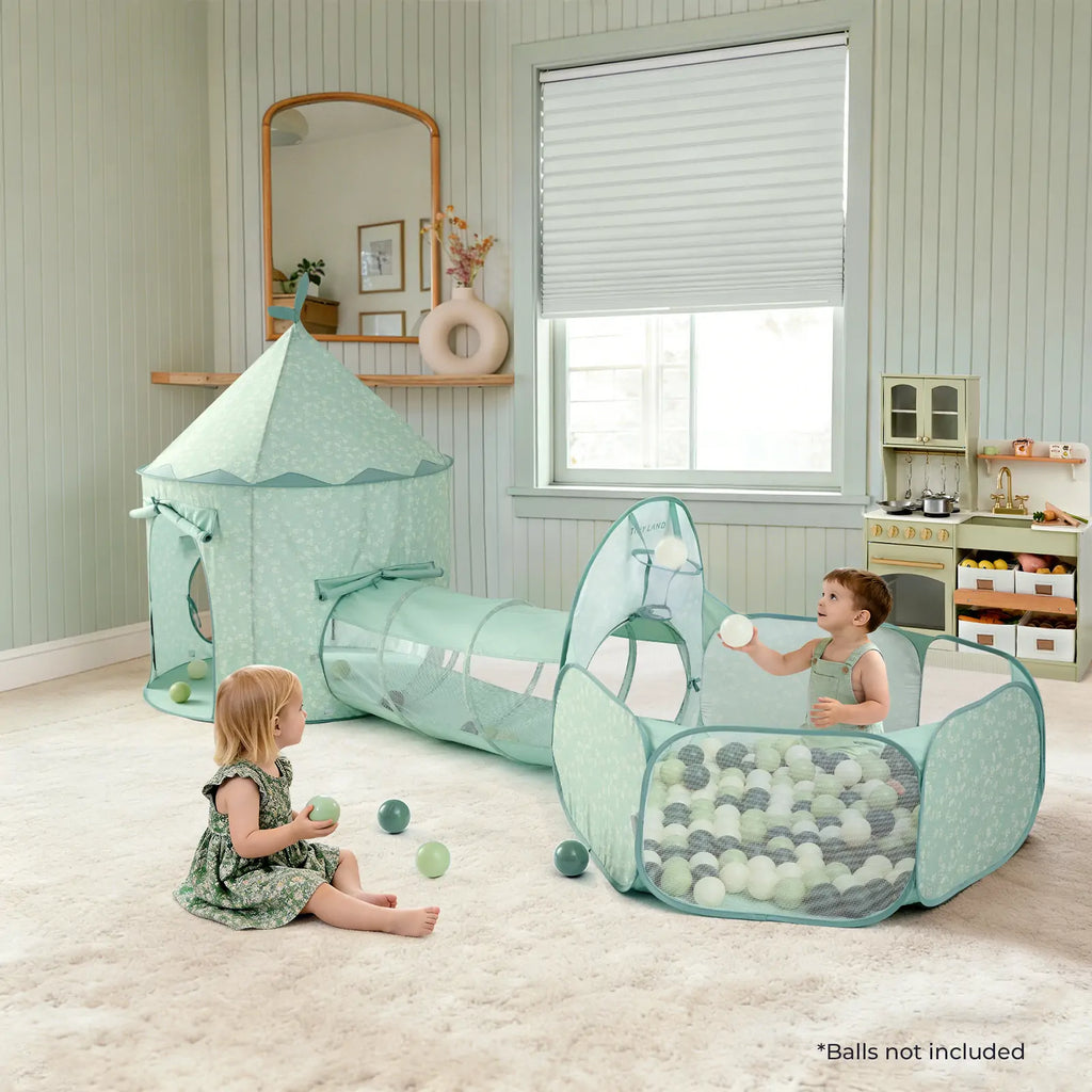 Tiny Land® Adventure 3-in-1 Play Tunnel  & Ocean Ball Set - Green